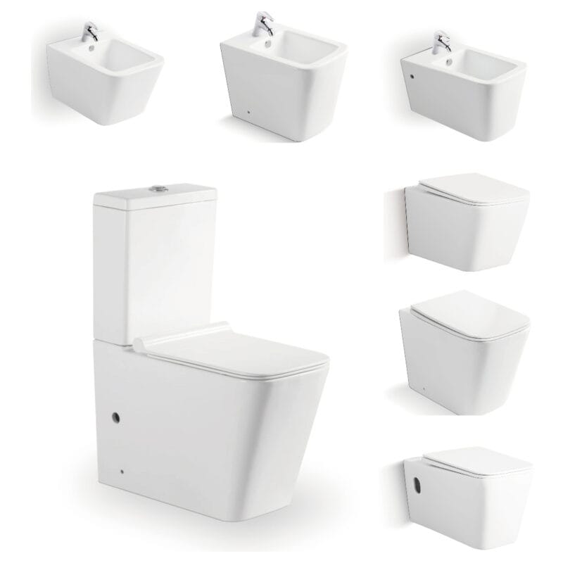 Ensemble de sanitaires en céramique certifié CE pour salle de bains : ensemble deux pièces comprenant des toilettes et un bidet suspendu