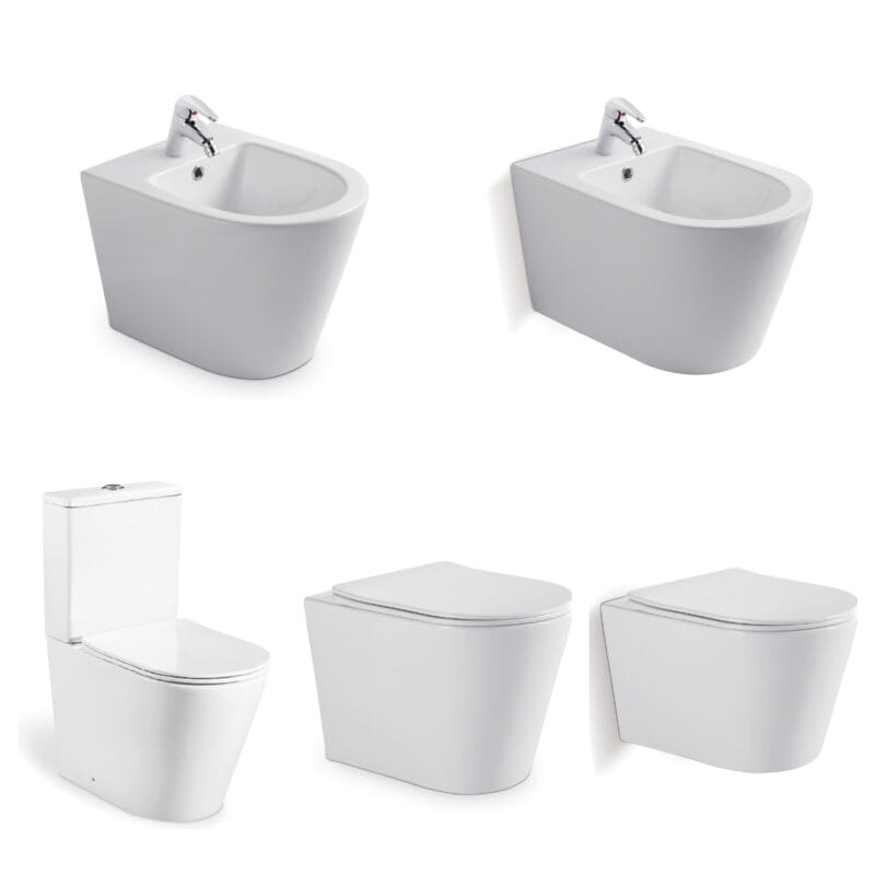 Ensemble de salle de bains haut de gamme certifié Saso : WC au sol en céramique au design épuré et bidet suspendu pour les foyers saoudiens