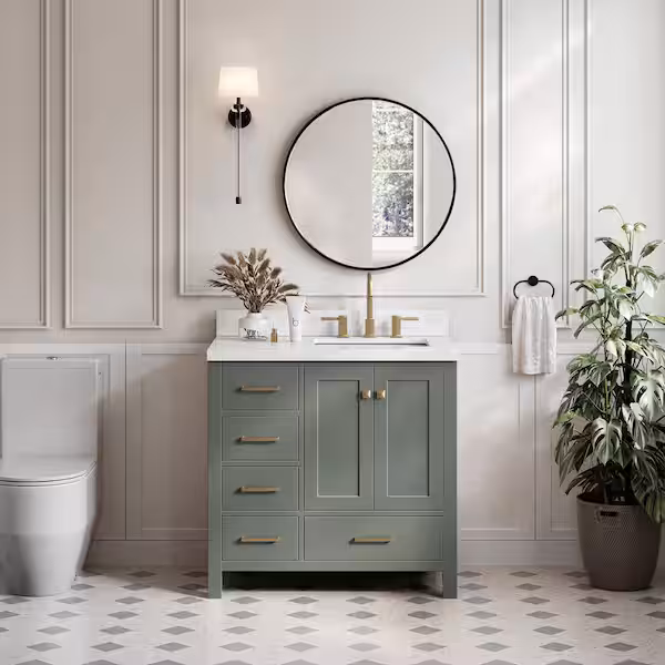 Une armoire de salle de bains indépendante est le choix classique